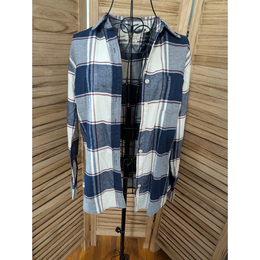 Weatherproof Vintage Blue White Button Front Shirt Women's Size Small